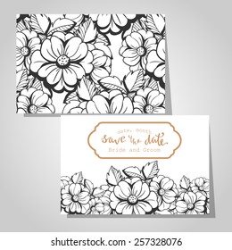 Wedding invitation cards with floral elements