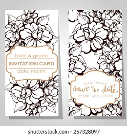 Wedding invitation cards with floral elements