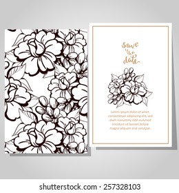 Wedding invitation cards with floral elements