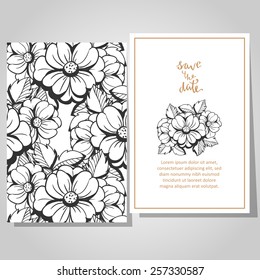 Wedding invitation cards with floral elements