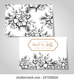 Wedding invitation cards with floral elements