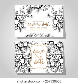 Wedding invitation cards with floral elements