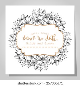 Wedding invitation cards with floral elements