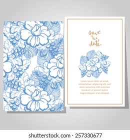 Wedding invitation cards with floral elements