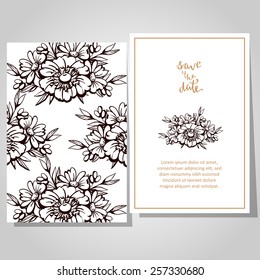 Wedding invitation cards with floral elements