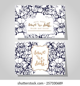 Wedding invitation cards with floral elements