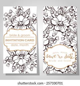 Wedding invitation cards with floral elements