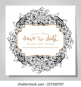 Wedding invitation cards with floral elements