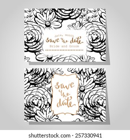 Wedding invitation cards with floral elements