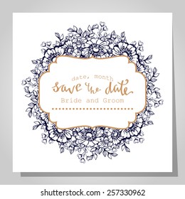 Wedding invitation cards with floral elements