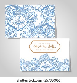 Wedding invitation cards with floral elements
