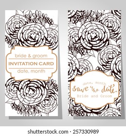 Wedding invitation cards with floral elements