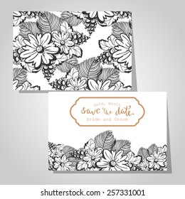 Wedding invitation cards with floral elements
