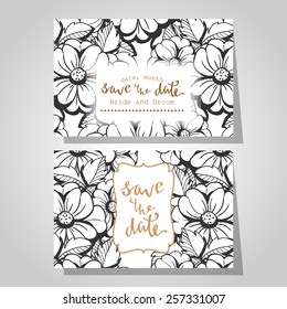 Wedding invitation cards with floral elements