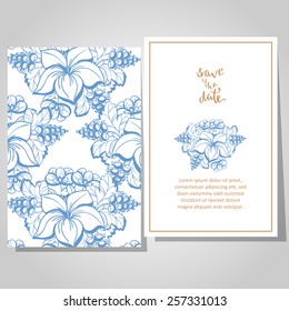 Wedding invitation cards with floral elements