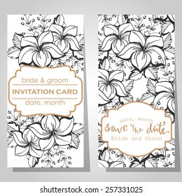 Wedding invitation cards with floral elements