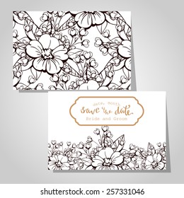 Wedding invitation cards with floral elements