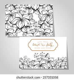 Wedding invitation cards with floral elements