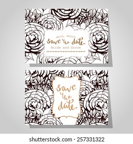 Wedding invitation cards with floral elements