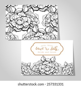 Wedding invitation cards with floral elements
