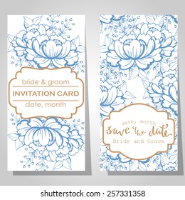 Wedding invitation cards with floral elements