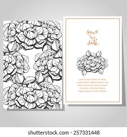 Wedding invitation cards with floral elements