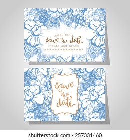 Wedding invitation cards with floral elements