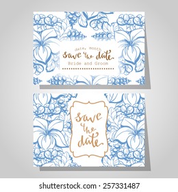 Wedding invitation cards with floral elements