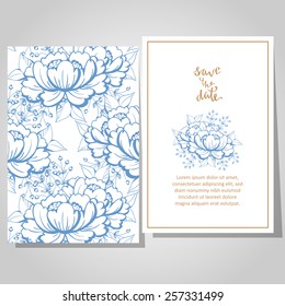 Wedding invitation cards with floral elements