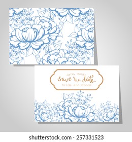 Wedding invitation cards with floral elements
