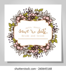 Wedding invitation cards with floral elements