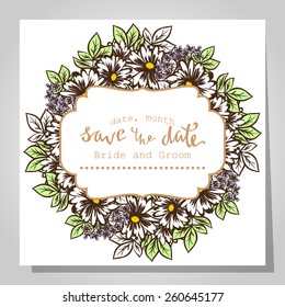 Wedding invitation cards with floral elements