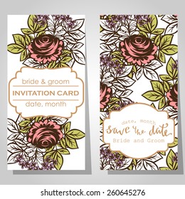 Wedding invitation cards with floral elements