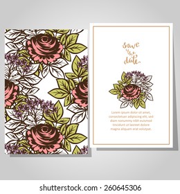 Wedding invitation cards with floral elements