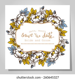 Wedding invitation cards with floral elements