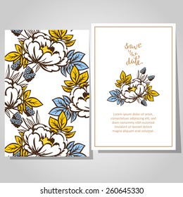 Wedding invitation cards with floral elements