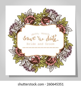 Wedding invitation cards with floral elements