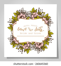 Wedding invitation cards with floral elements