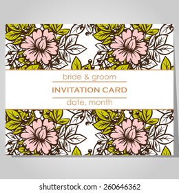 Wedding invitation cards with floral elements