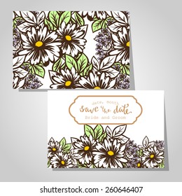 Wedding invitation cards with floral elements