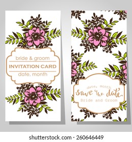 Wedding invitation cards with floral elements