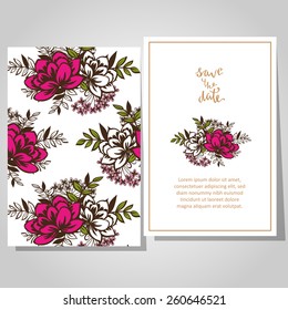 Wedding invitation cards with floral elements