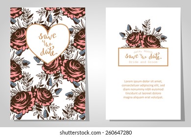 Wedding invitation cards with floral elements