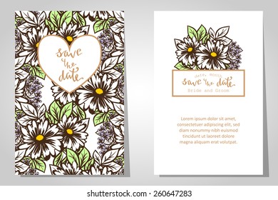 Wedding invitation cards with floral elements