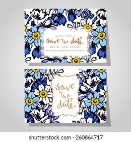 Wedding invitation cards with floral elements