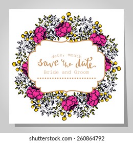 Wedding invitation cards with floral elements