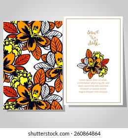 Wedding invitation cards with floral elements