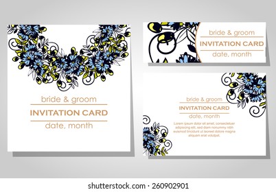 Wedding invitation cards with floral elements