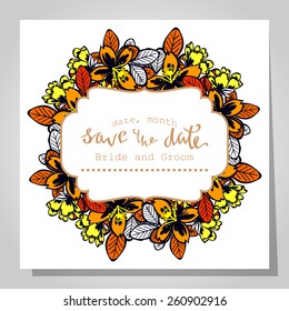 Wedding invitation cards with floral elements