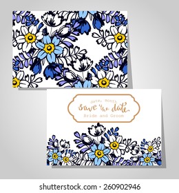 Wedding invitation cards with floral elements